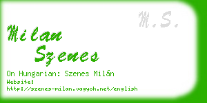 milan szenes business card
