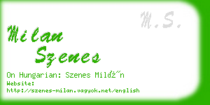 milan szenes business card